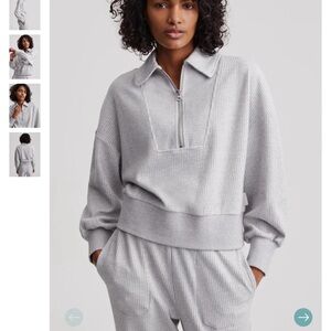 Gray Ribbed Blair Half-Zip Sweater size M